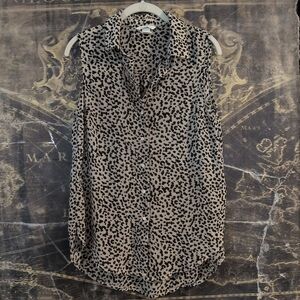 H&M Cheetah Sheer Animal Print Button Down Sleeveless Top Size 4